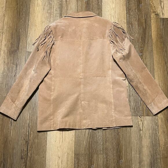 VTG Scully Suede Leather Fringe Jacket Mens XL Tan Western Cowboy Rodeo Biker - Picture 5 of 11